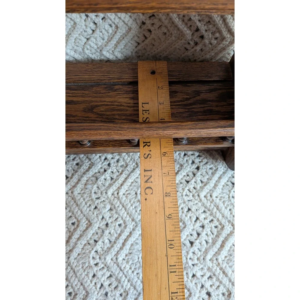 Vintage Oak Wood Wall Shelf with Spindle Rail and Towel Bar Farmhouse 13x12x6.5